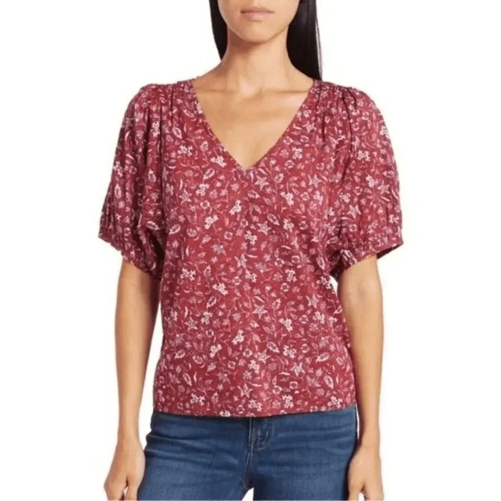 NWT Madewell Floral V-Neck Top‎ Sz S